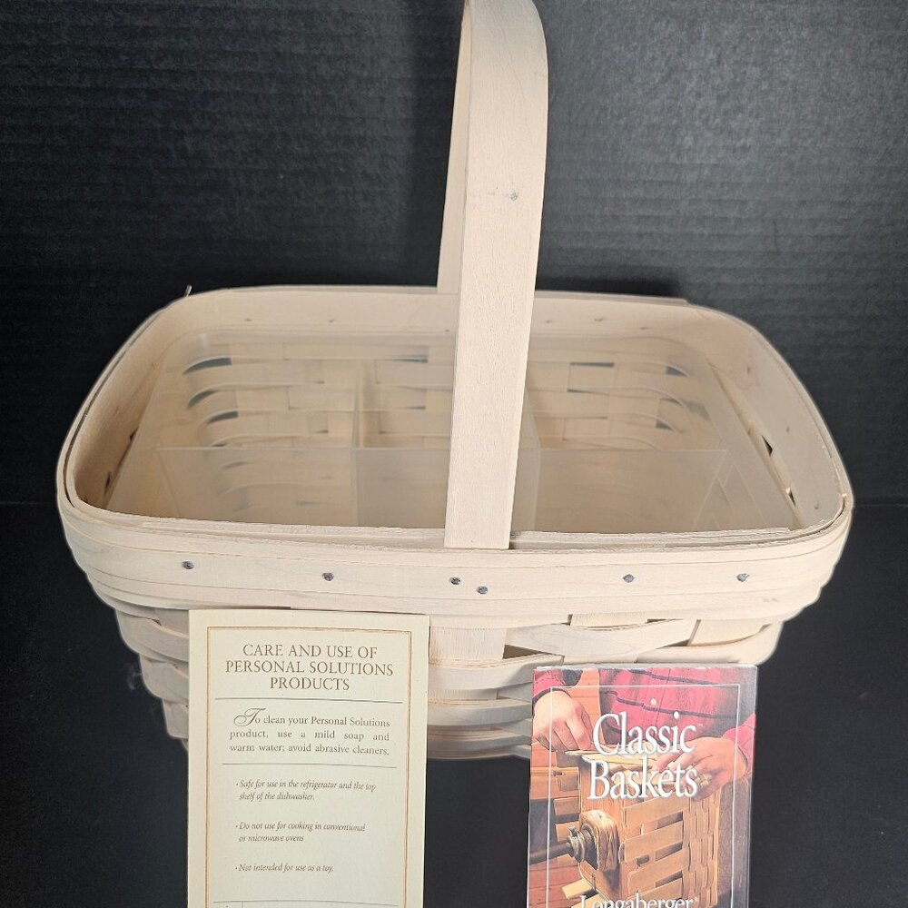 Longaberger, 2001 Spring Basket White Wash Protector and Divided Utensil Caddy - Picture 7 of 10